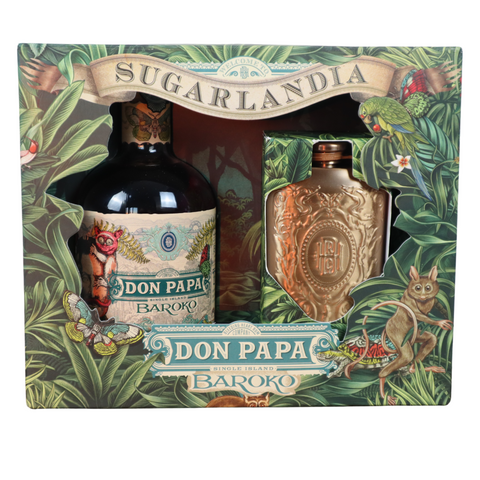 Don Papa Baroko Geschenkbox mit Flachmann 40 % Vol. 0,7 FL